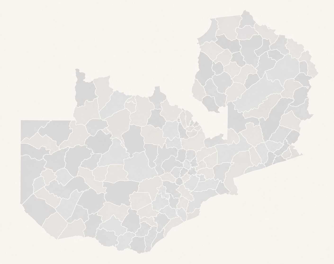 Neutral map of Zambia awaiting verified constituency results